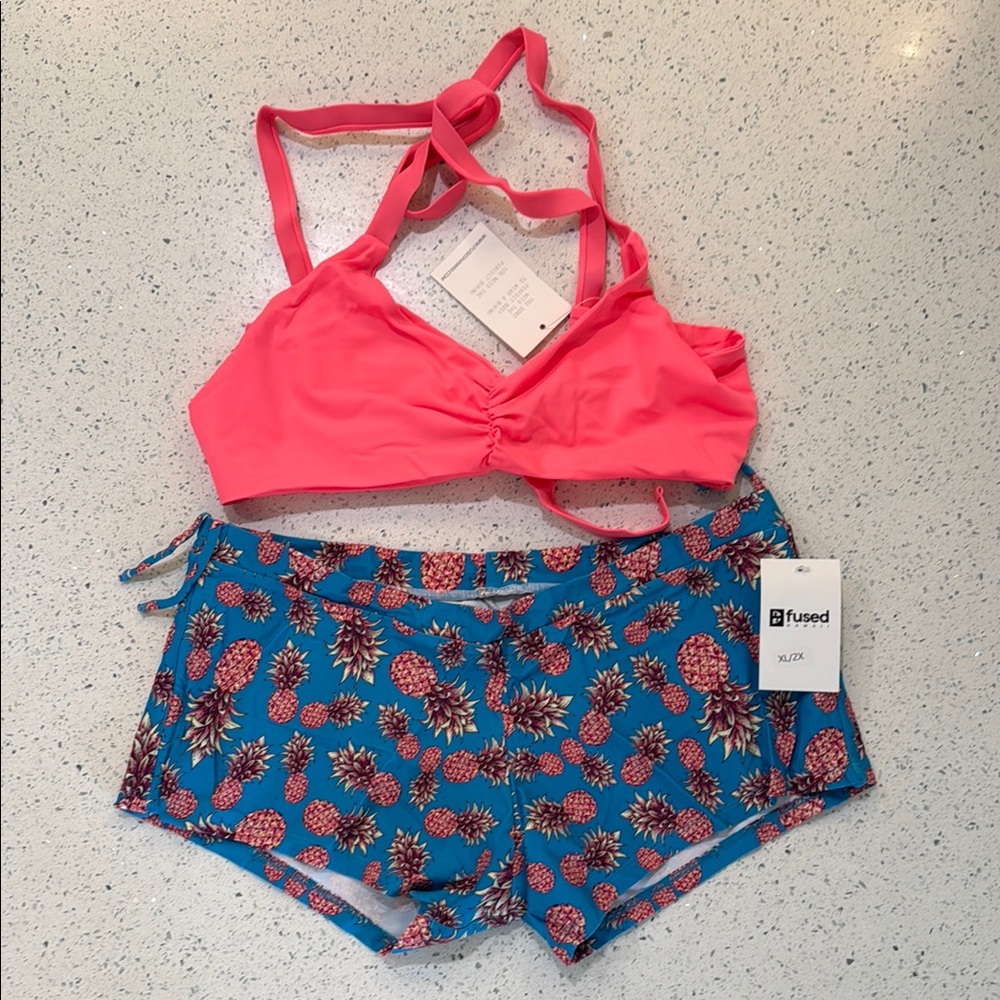Fused Hawaii Pink Bikini Top and Blue Pineapple Shorts XL